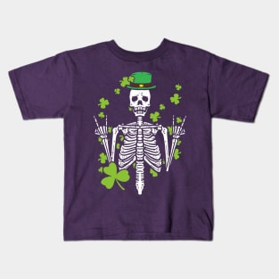 St Patricks Day Rocker Skeleton Saint Pattys Kids T-Shirt